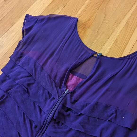 Carmen Marc Valvo Purple Ruched Silk Gown Formal Dress - Picture 3 of 4